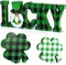 3 Pieces St Patricks Day Wooden Signs Decoration Irish Green Shamrock Gnome Tiered Tray Decor Lucky Table Centerpiece for St Patrick's Home Office Desk